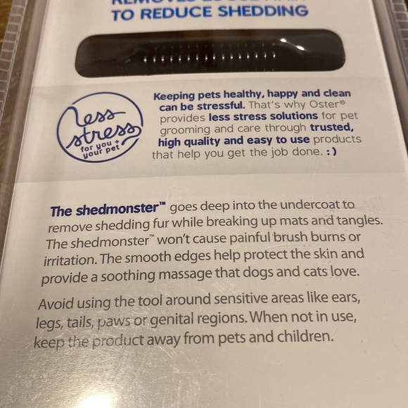 Oster Shedmonster Less Stress de-shedding tool For Cats Removes Loose Hair - Picture 4 of 4
